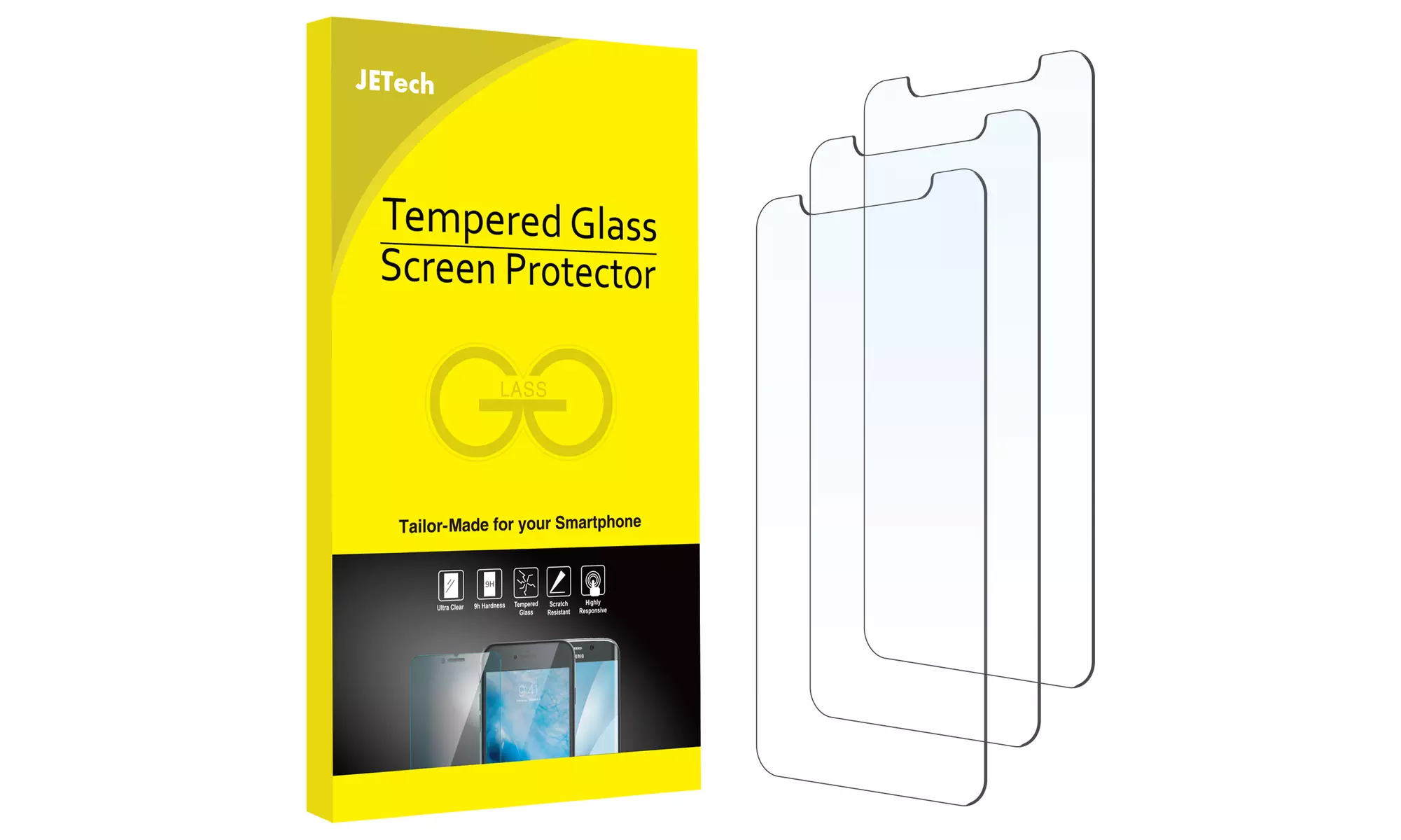 Screen Protector for iPhone X/XR/XS/XS Max, 11/12/13, Mini, Pro, Pro Max, 3-Pack