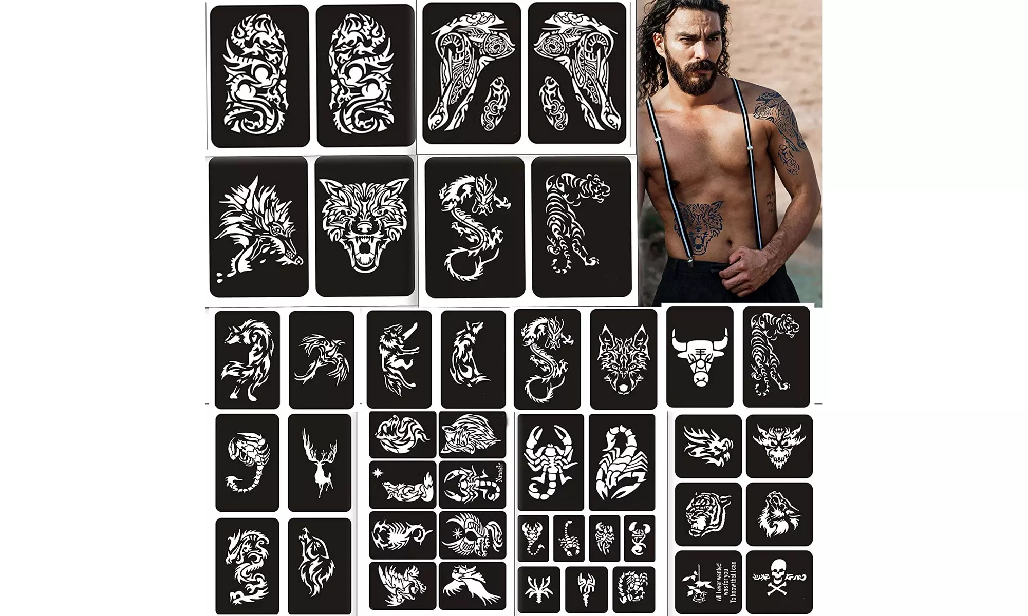 Henna tattoos stencils 10 sheet large size temporary tattoo - Primary Image