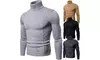 Men's Winter Basic Tops Knitted Stylish Jacquard Turtleneck Sweaters