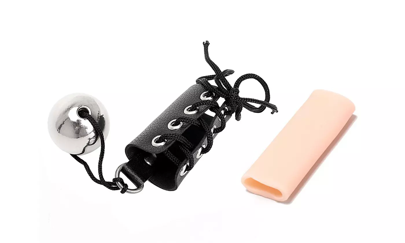 Penis Extender Metal Ball Faux Leather Belt Hanger Enlarger Stretcher