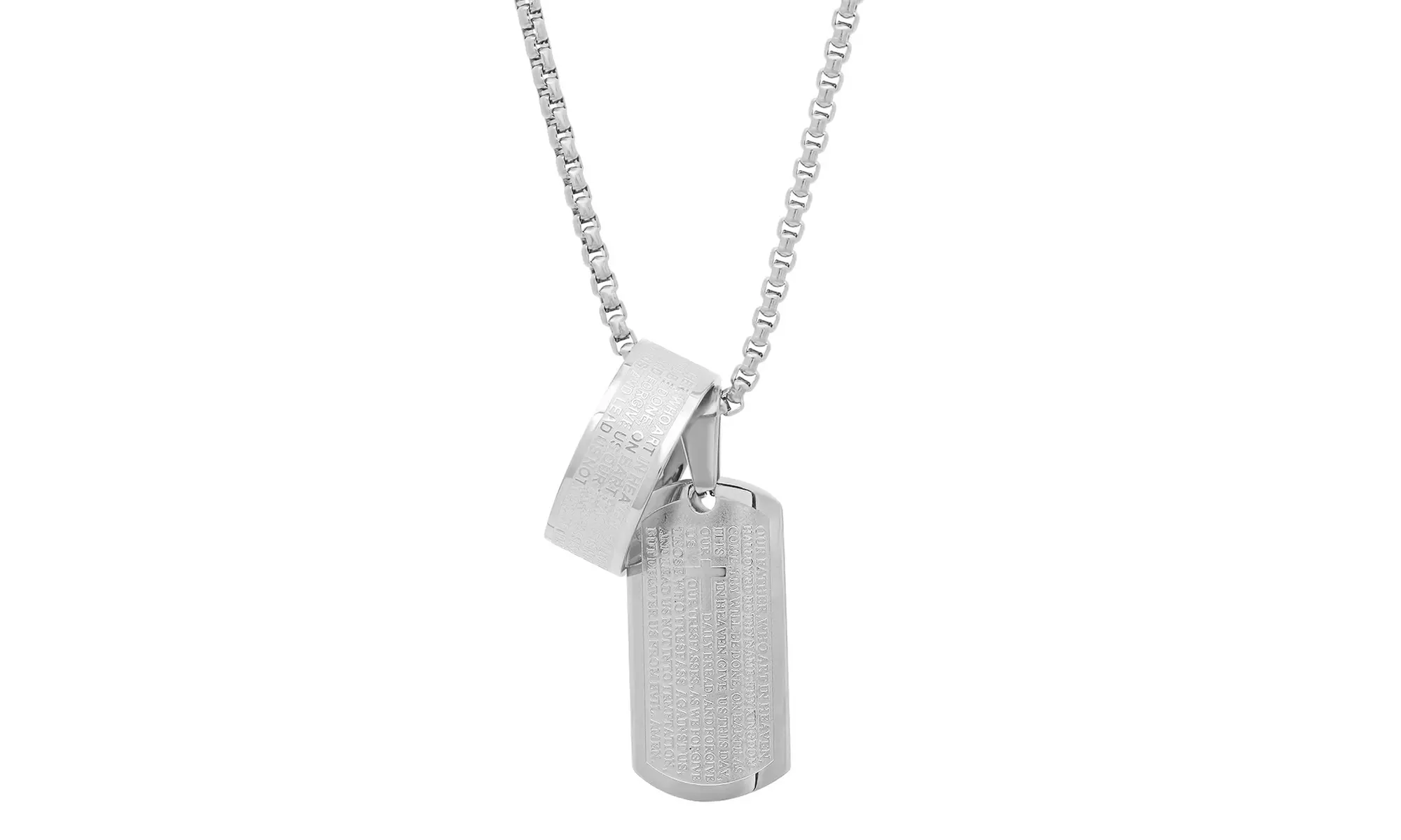 Men's Stainless Steel Lord's Prayer Pendant With 8 MM Band