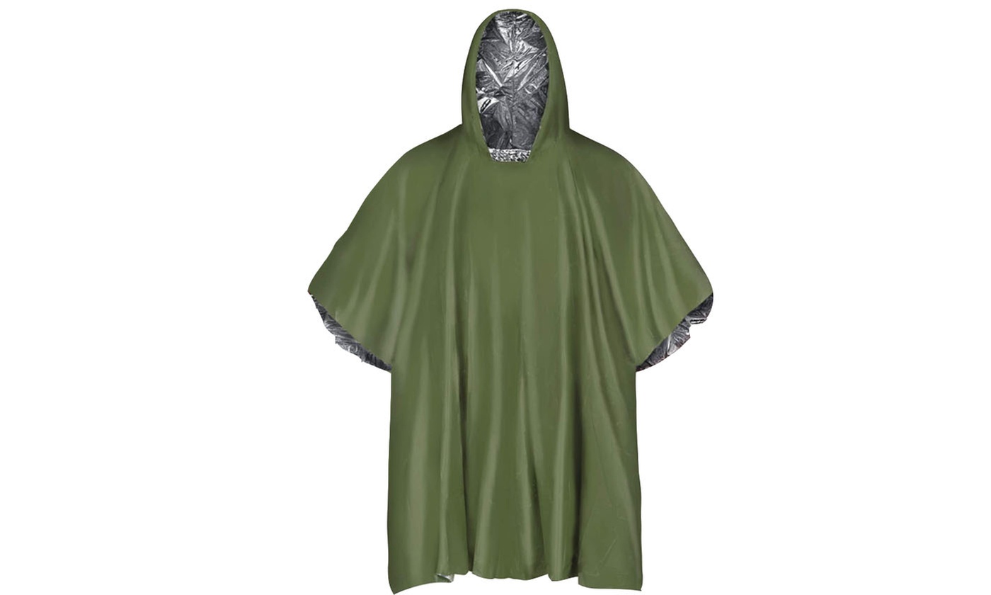 Reusable Mylar Thermal Blanket Poncho Emergency Survival Rain Camping Gear