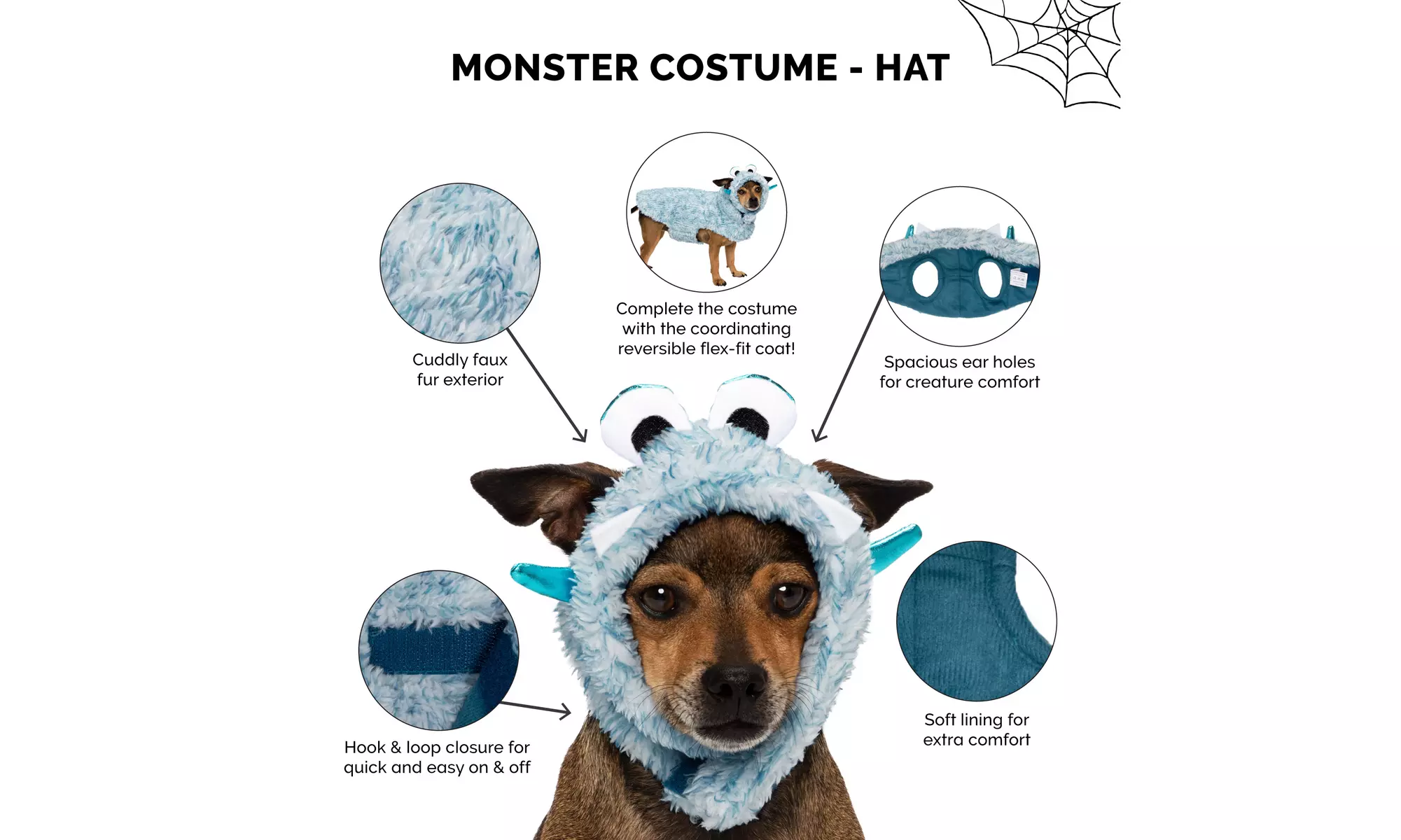 FurHaven Halloween Costume Flex-Fit Pet Costume Hat (Bat, Monster, Polar Bear)