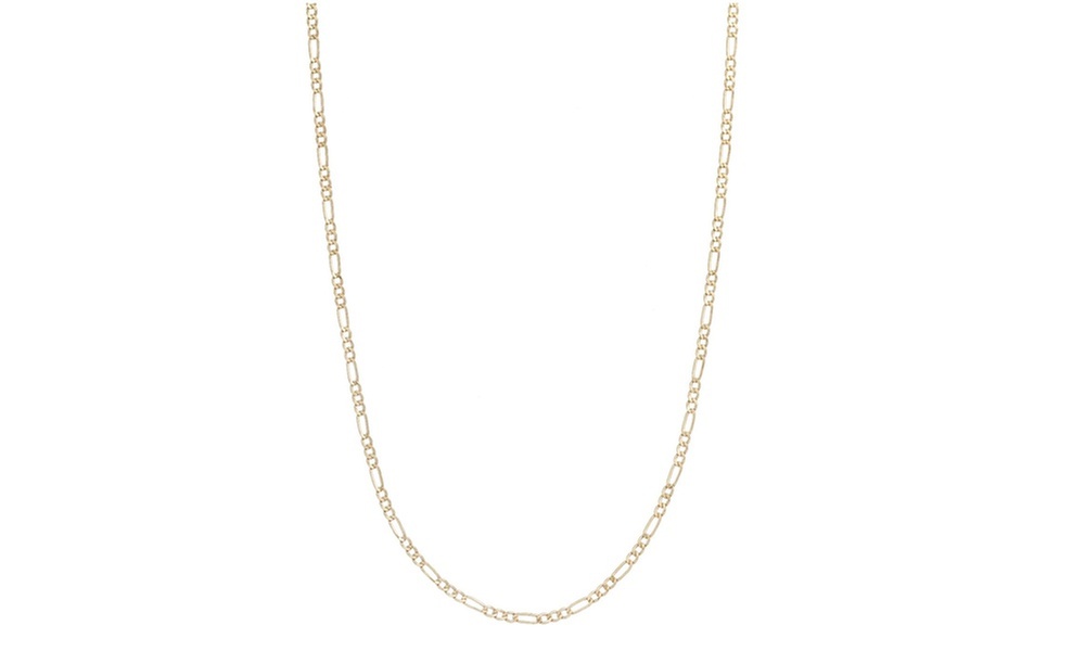 2MM Figaro Chain Necklace, Hypoallergenic 14K Solid Gold 