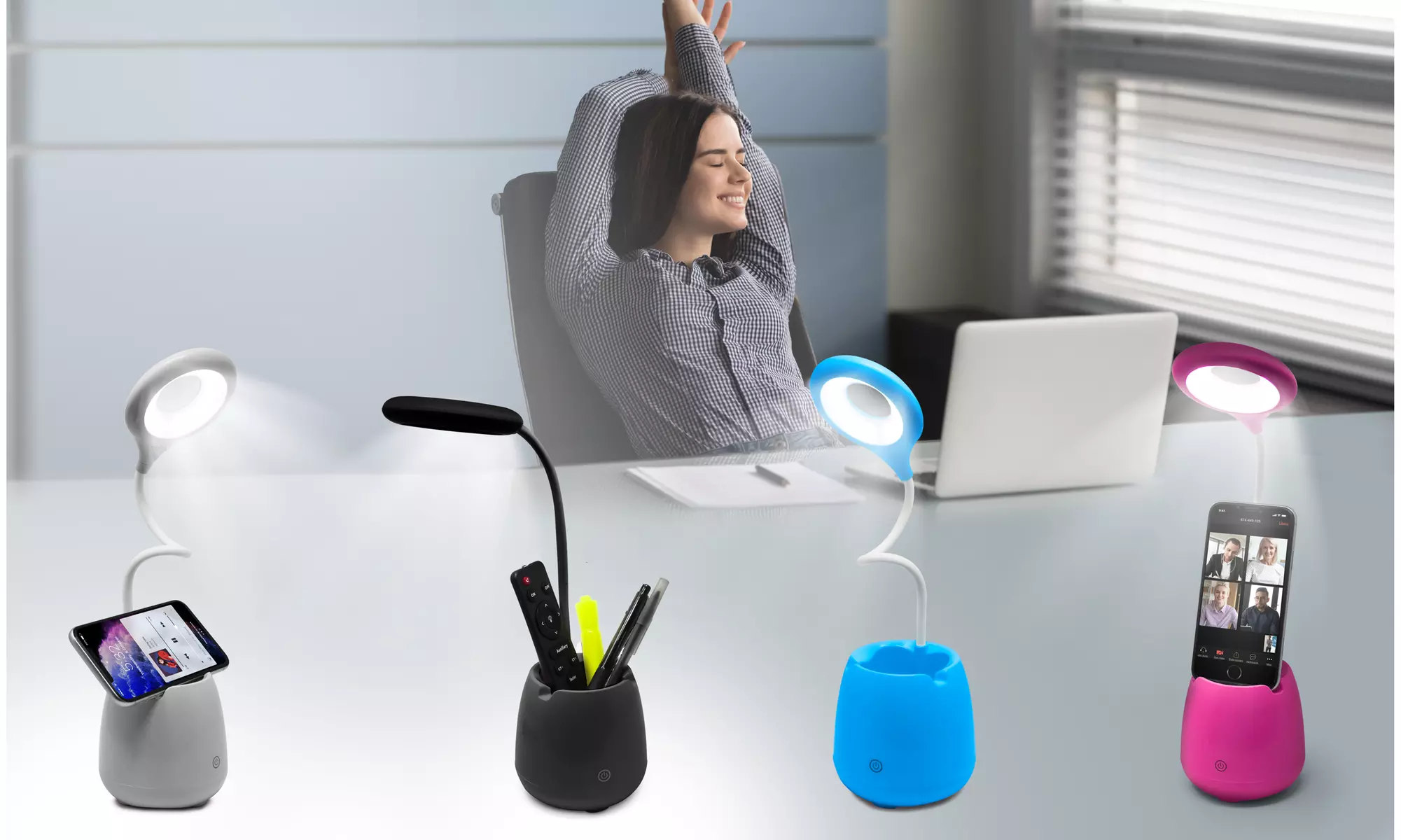 Aduro U-Light Groove Desktop Lamp Organizer & Wireless Speaker - Primary Image