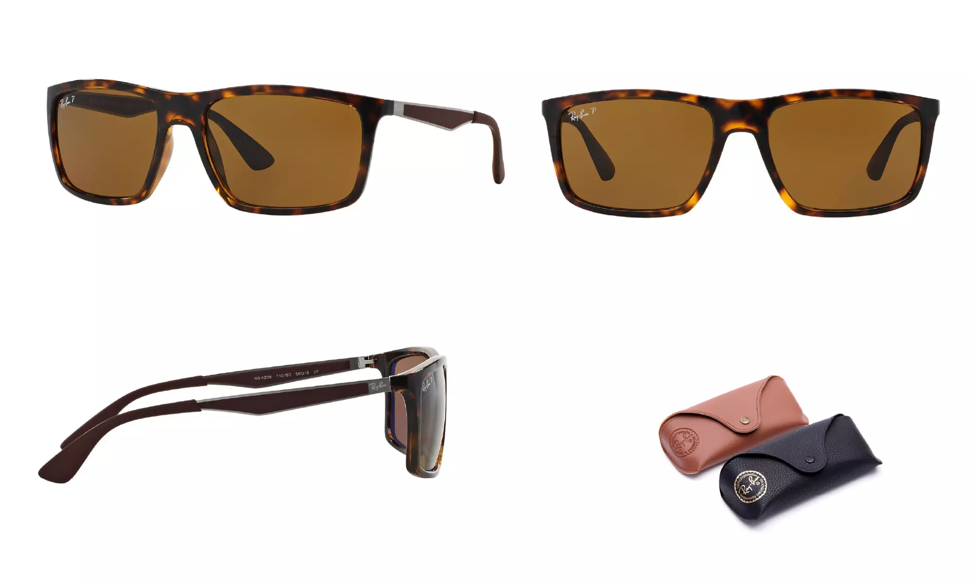 Ray Ban RB4228 710/83 Tortoise Gunmetal / Brown Classic B-15 Polarized - Primary Image