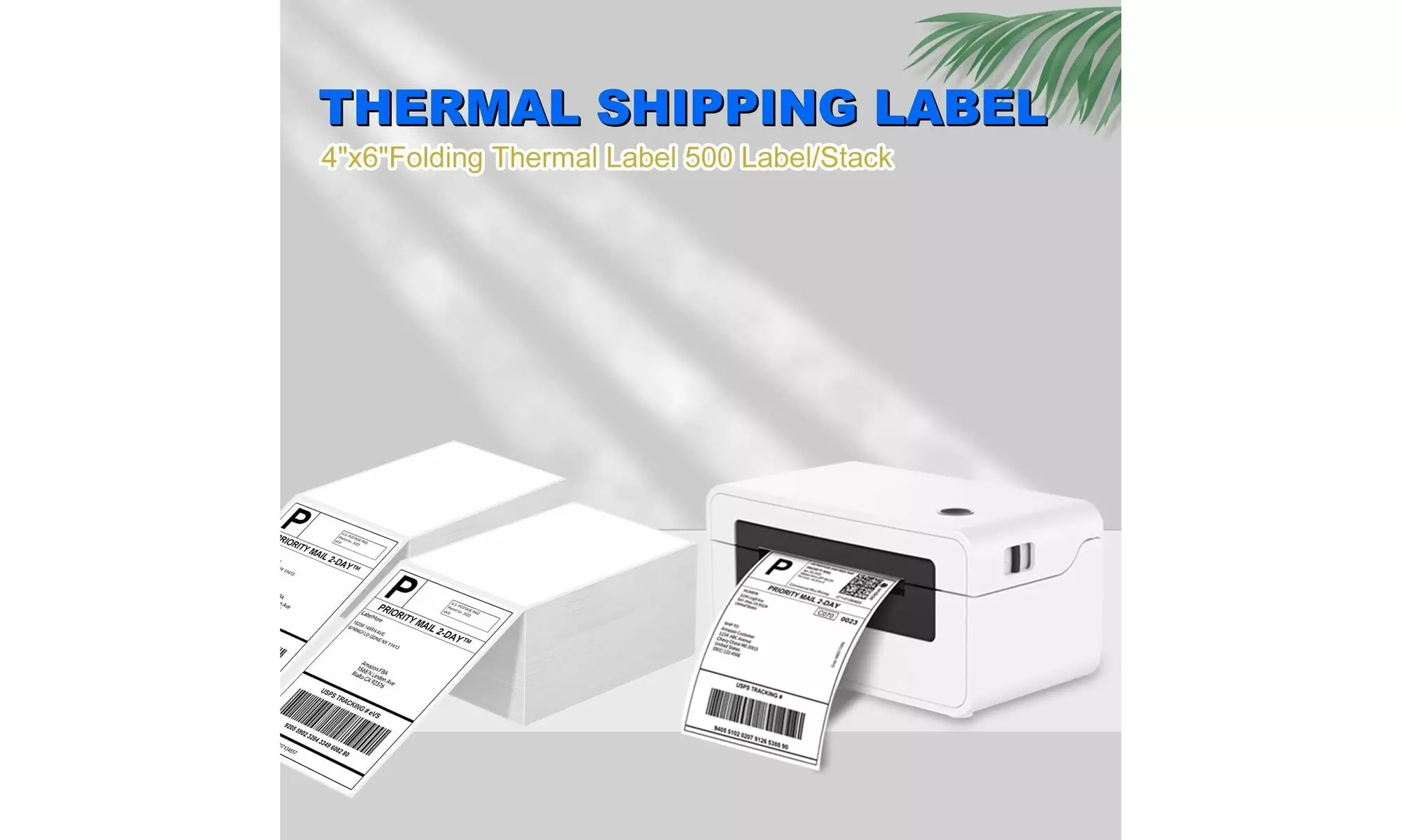 500-5000 4x6 Fanfold Direct Thermal Shipping Labels for Zebra Rollo Printers