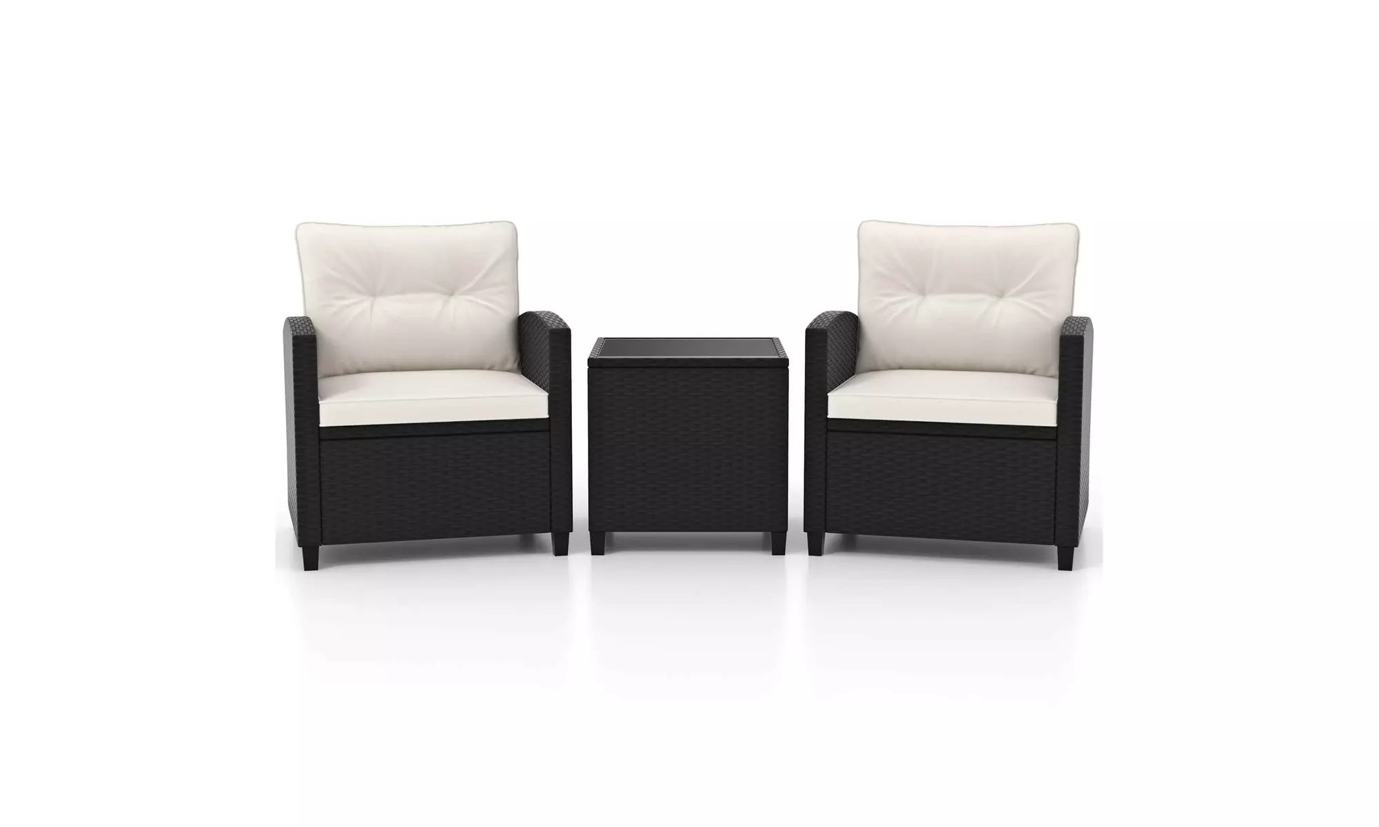  Three-Piece Costway Patio Furniture Set with Tempered Glass Coffee Table