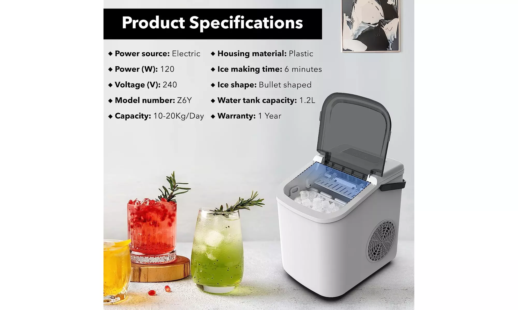 Portable Countertop Ice Maker with Handle , Ice Bullets Ready in 6 Minutes - Second Medium