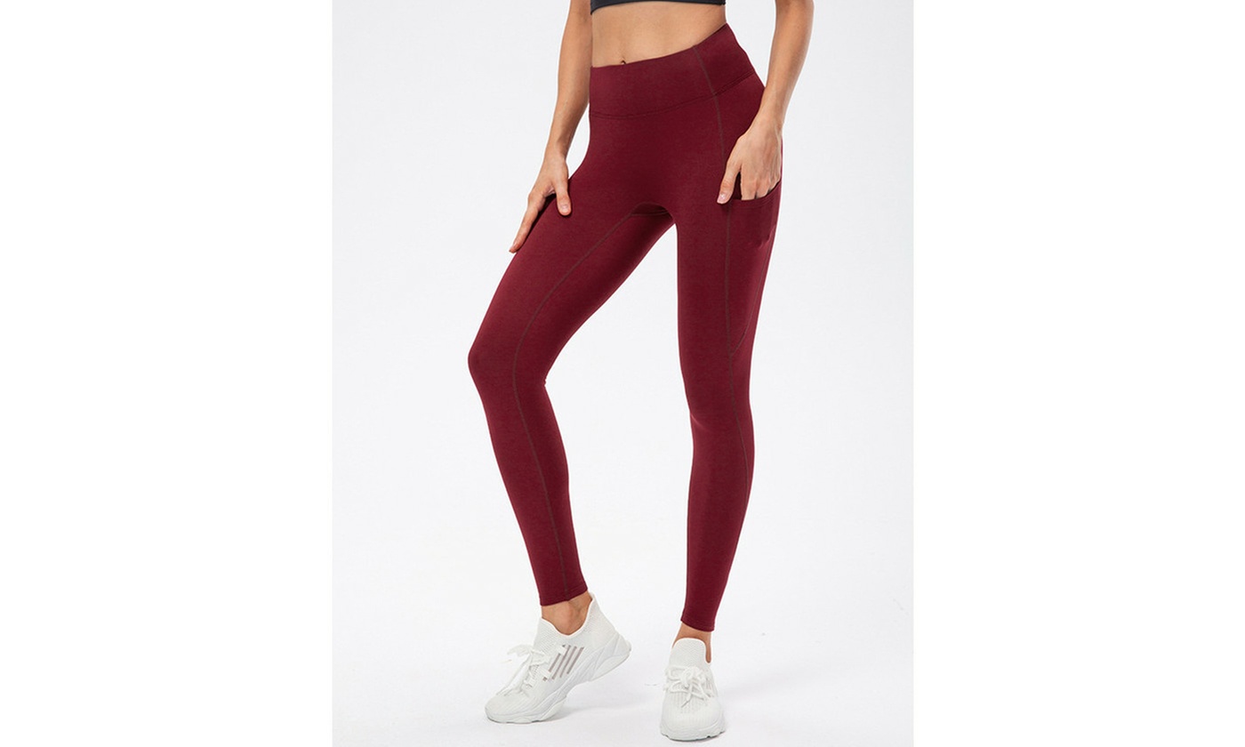 LESIES Women's Active Fleece Lined Leggings with Phone Pocket S-2x