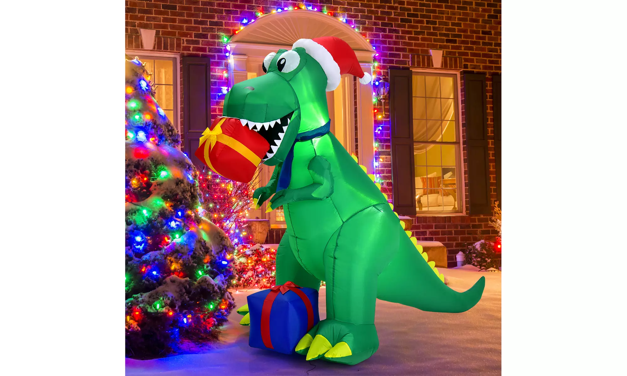 Costway 6Ft Christmas Inflatable Dinosaur Indoor & Outdoor Christmas Decoration