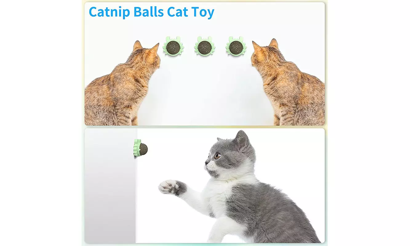 3 Pack Wall Rotating Catnip Balls for Indoor Cat Snack Ball