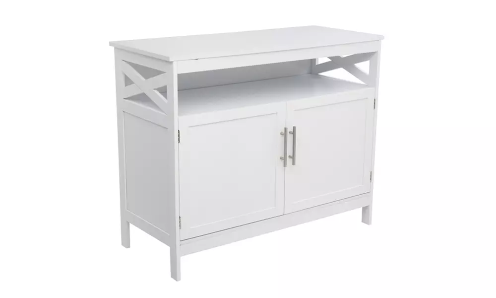 Double Door Side Cabinet With Partition White - Primary Image