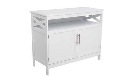 Double Door Side Cabinet With Partition White