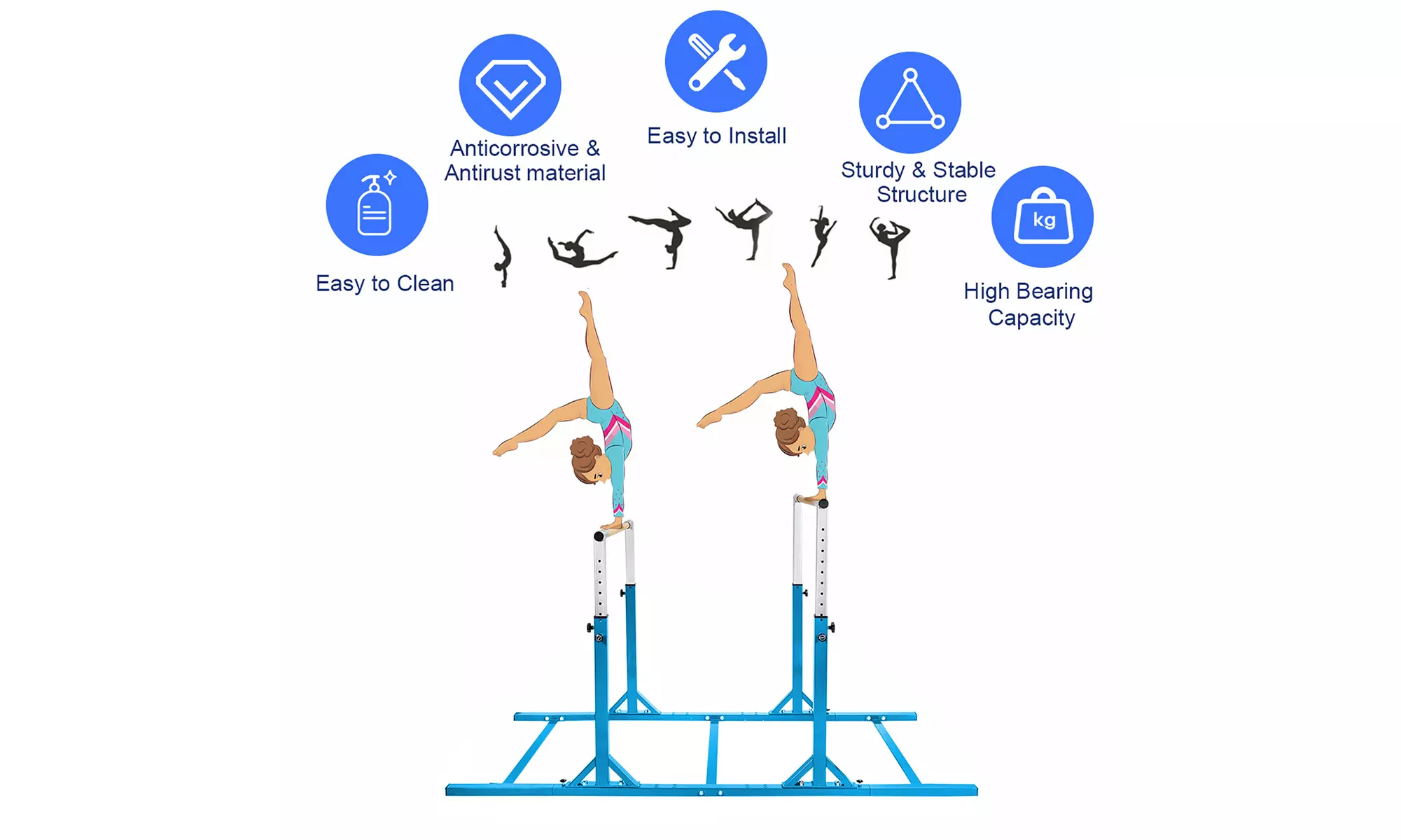 Costway Costway Horizontal Train Bar W/ 4'x8'x2'' Gymnastics Mat Folding Panel