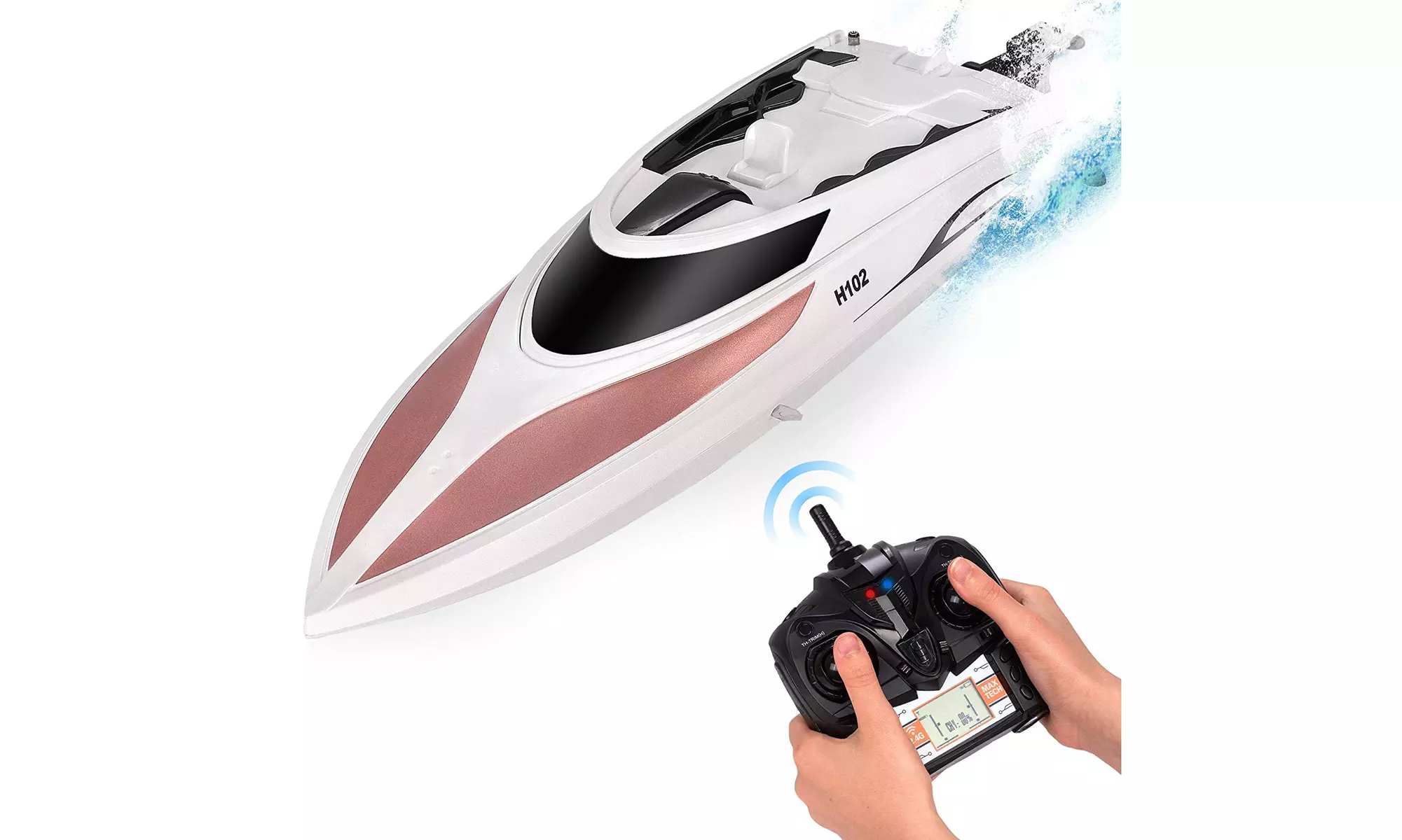 Abco Tech Remote Control RC Boat for Kids Adults 20 MPH Speed 4 Channel Racing - Primary Image