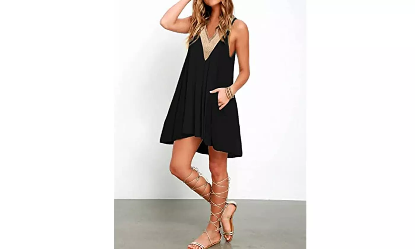 Bohuma Tank Dresses for Women Sleeveless Floral Beach Sundress with Pockets