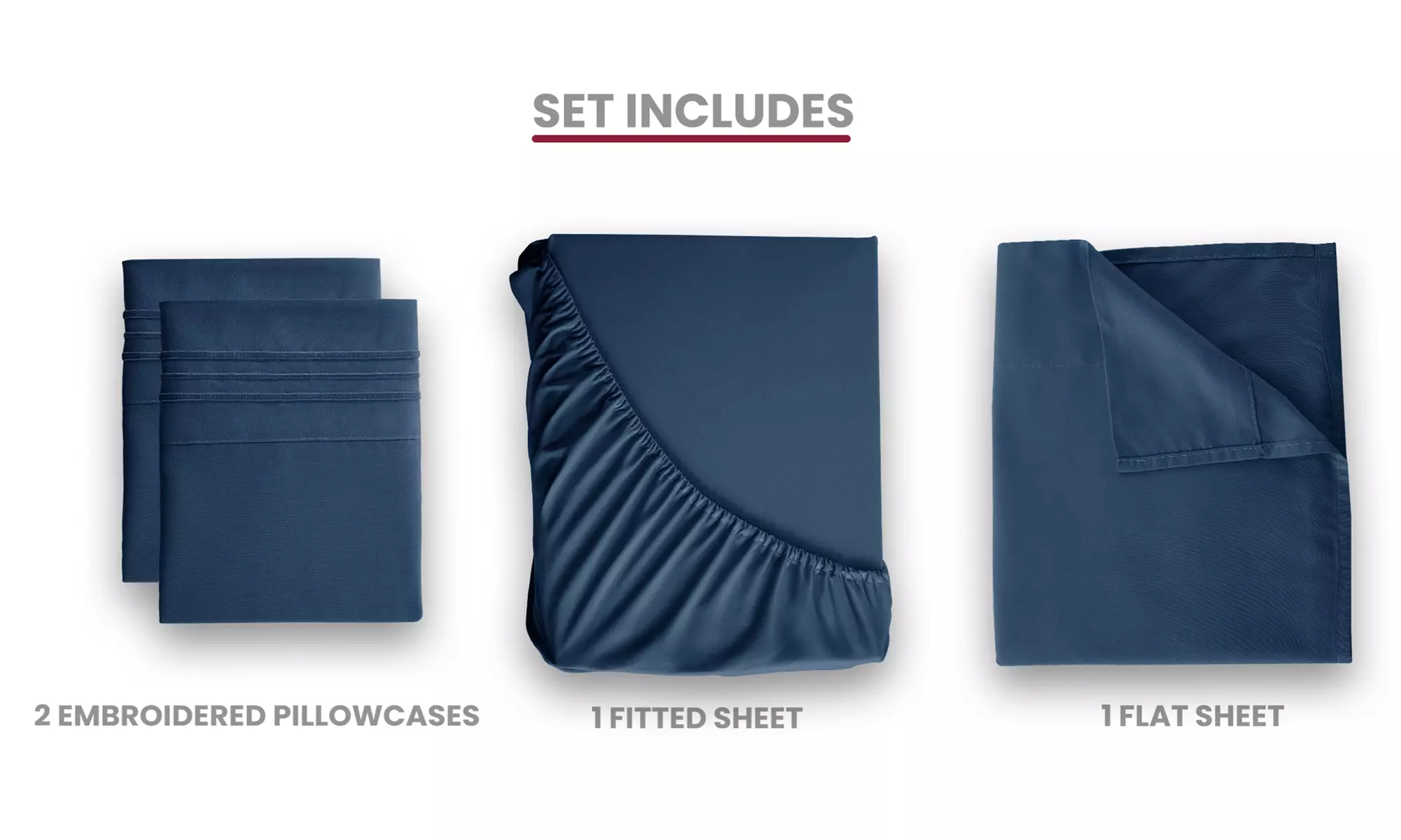 Lux Decor 4Pc Deep Pocket Sheet Set With Embroidered Pillowcases & Giftable Bag