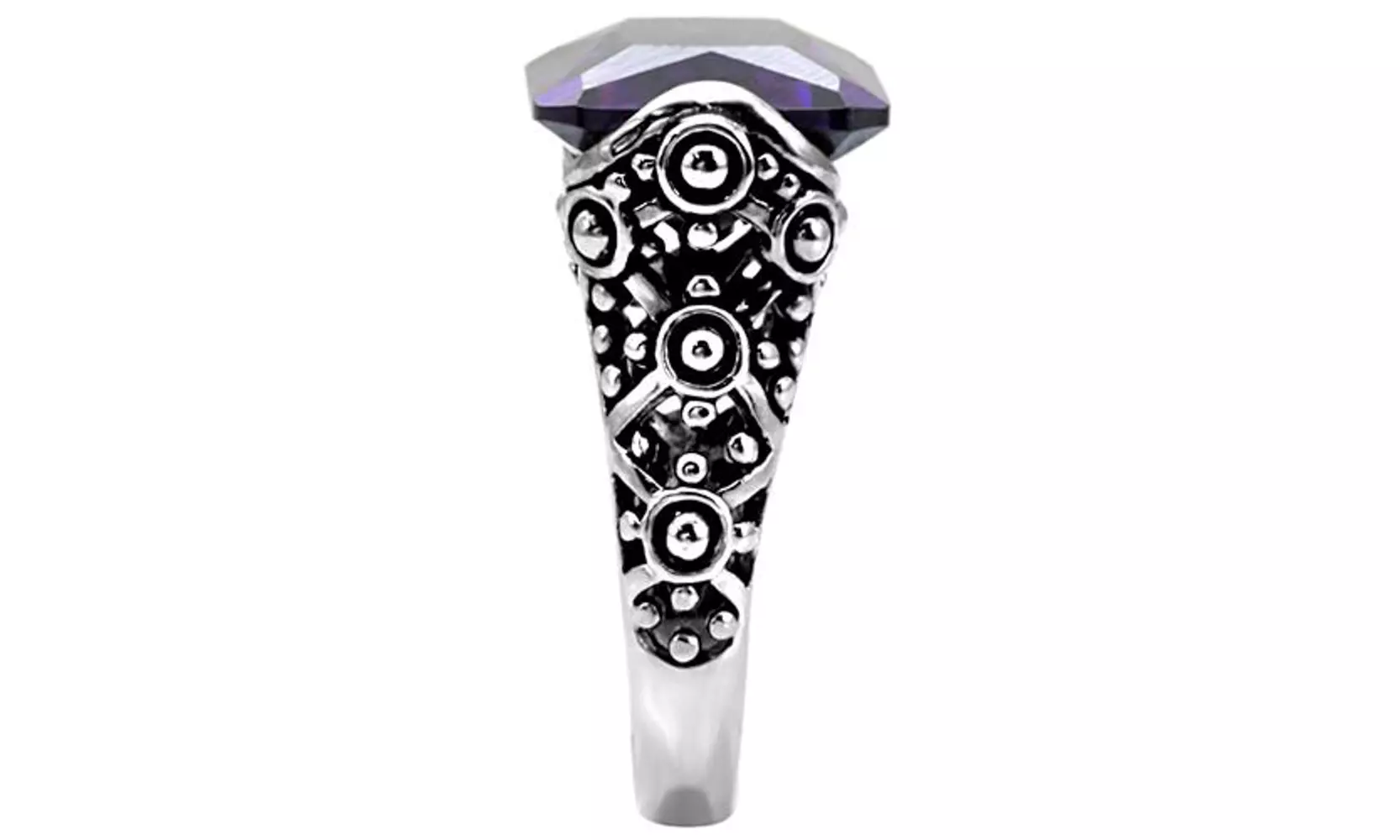 28ct Emerald Cut Cubic Zirconia Celtic Style Stainless Steel Ring