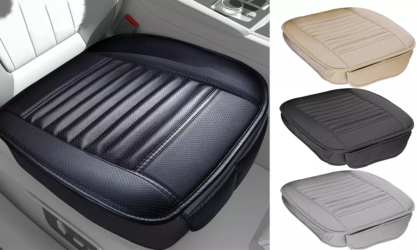 PU Leather Front Car Seat Cover Cushion Full Edge Wrapping Protector  - Primary Image