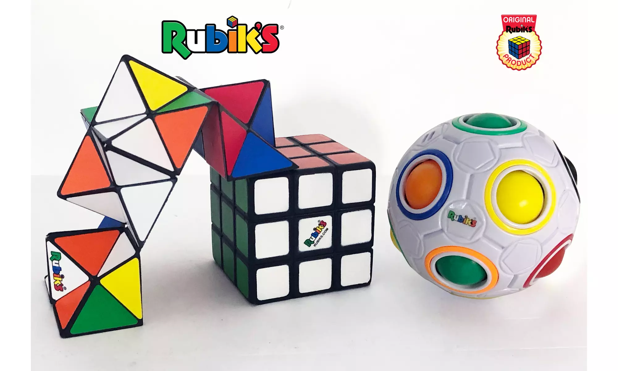 Rubik's Original Rainbow Ball, Squishy Cube, Magic Star (3-Piece) - Second Medium