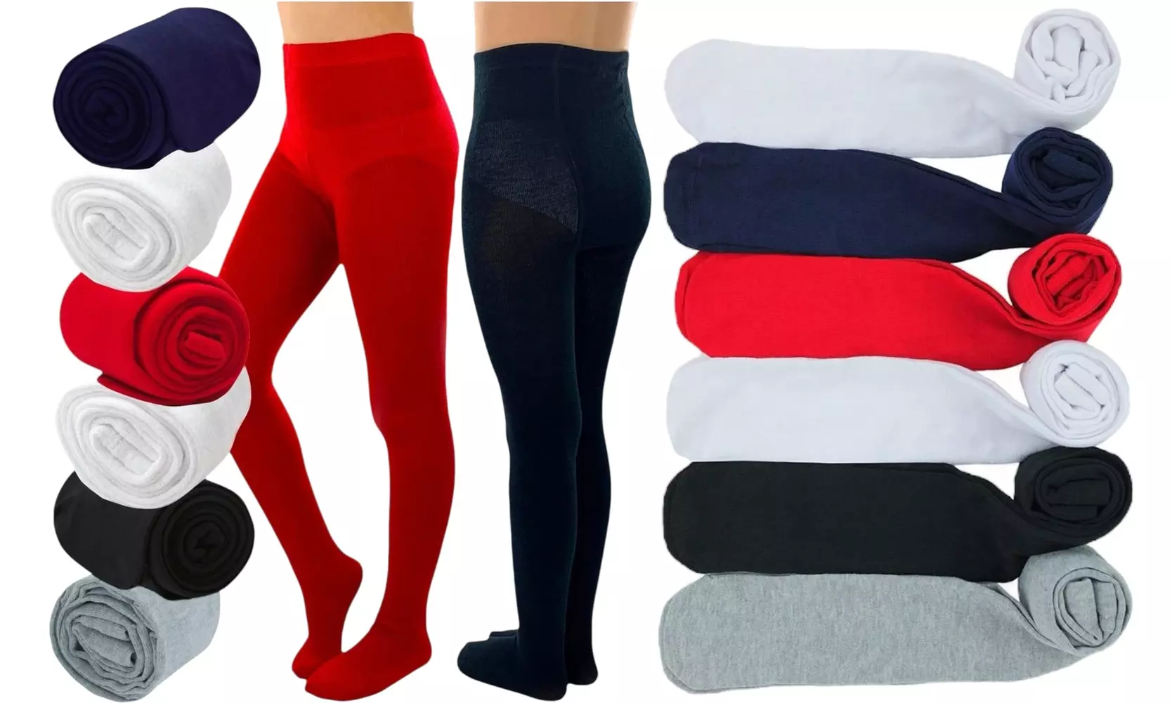 ToBeInStyle Pack of Six Kids' Classic Pull-On Assorted Warm Winter Tights