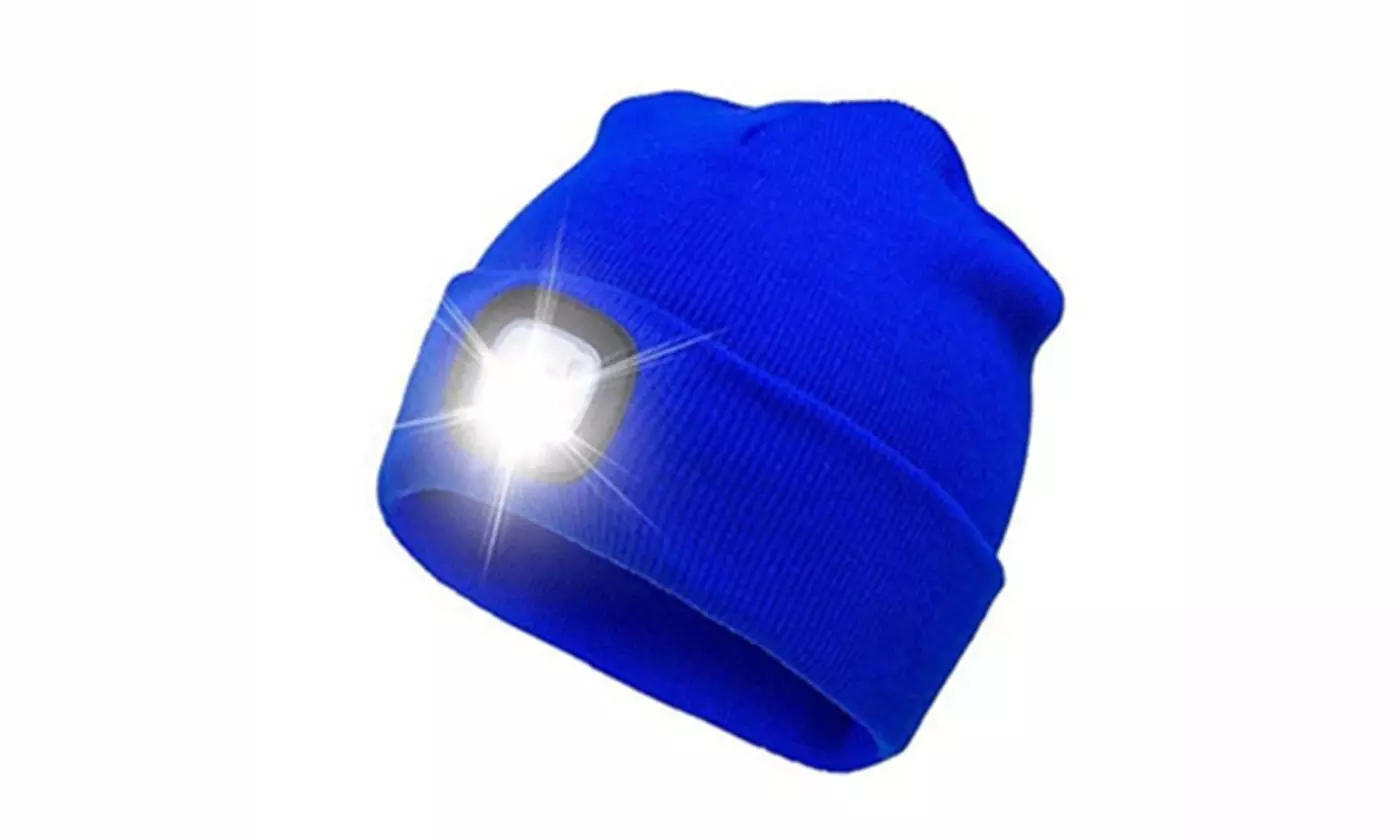 Extremely Bright LED Lighted Beanie Cap, USB Rechargeable-7 Colors To Pick From