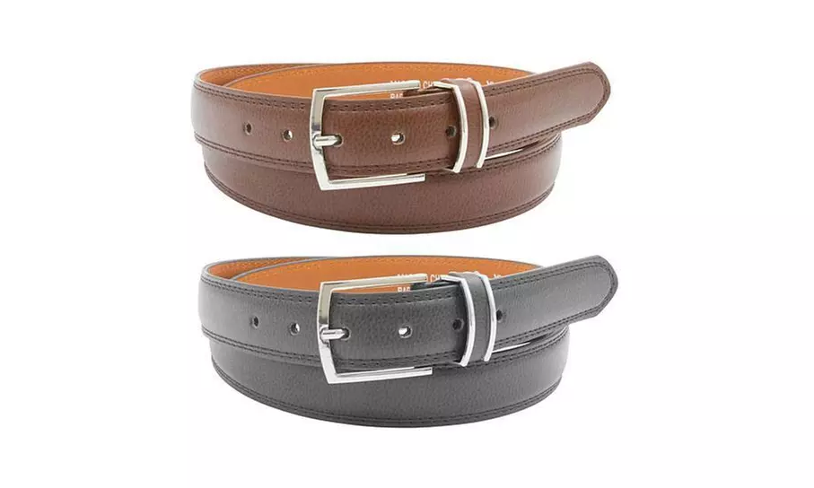 2 PACK: MEN'S BLACK & BROWN GENUINE LEATHER BELTS - Primary Image