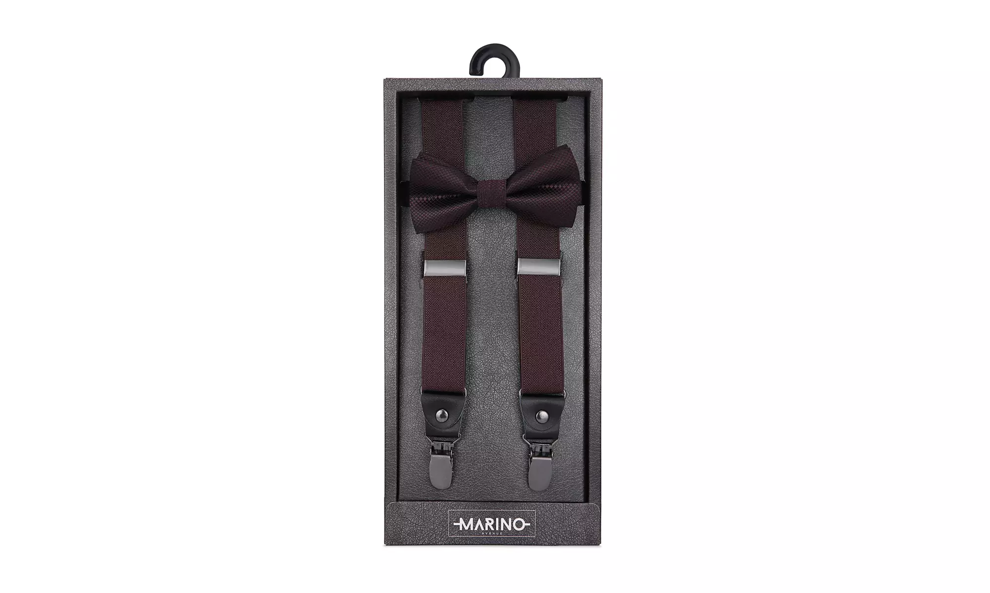 Men's Textured Strap 1" Wide Suspender Bow Tie