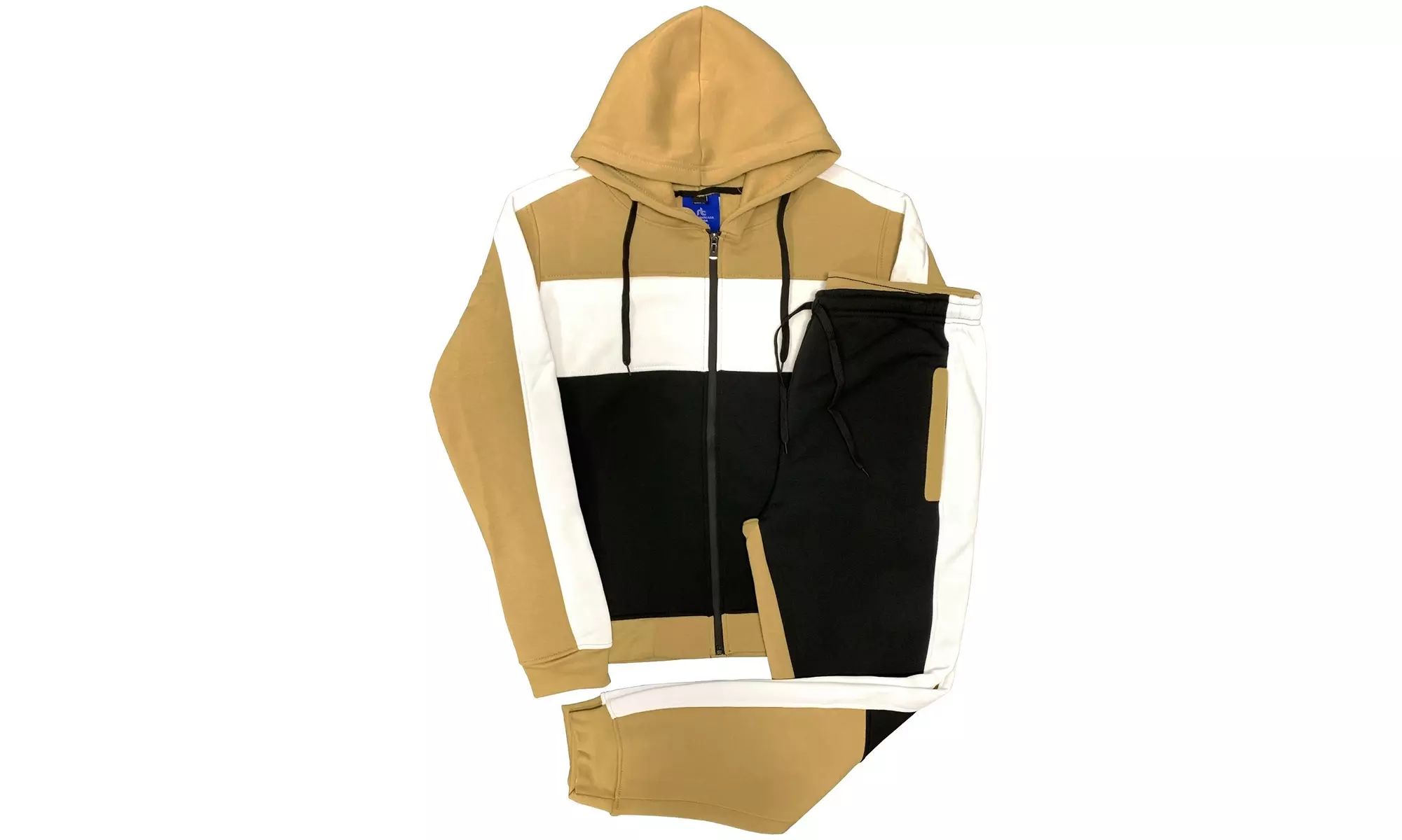 Mens' Jogger Sweatsuit 2-Piece Color Block Sweat jacket Sweatpants Fleece suit