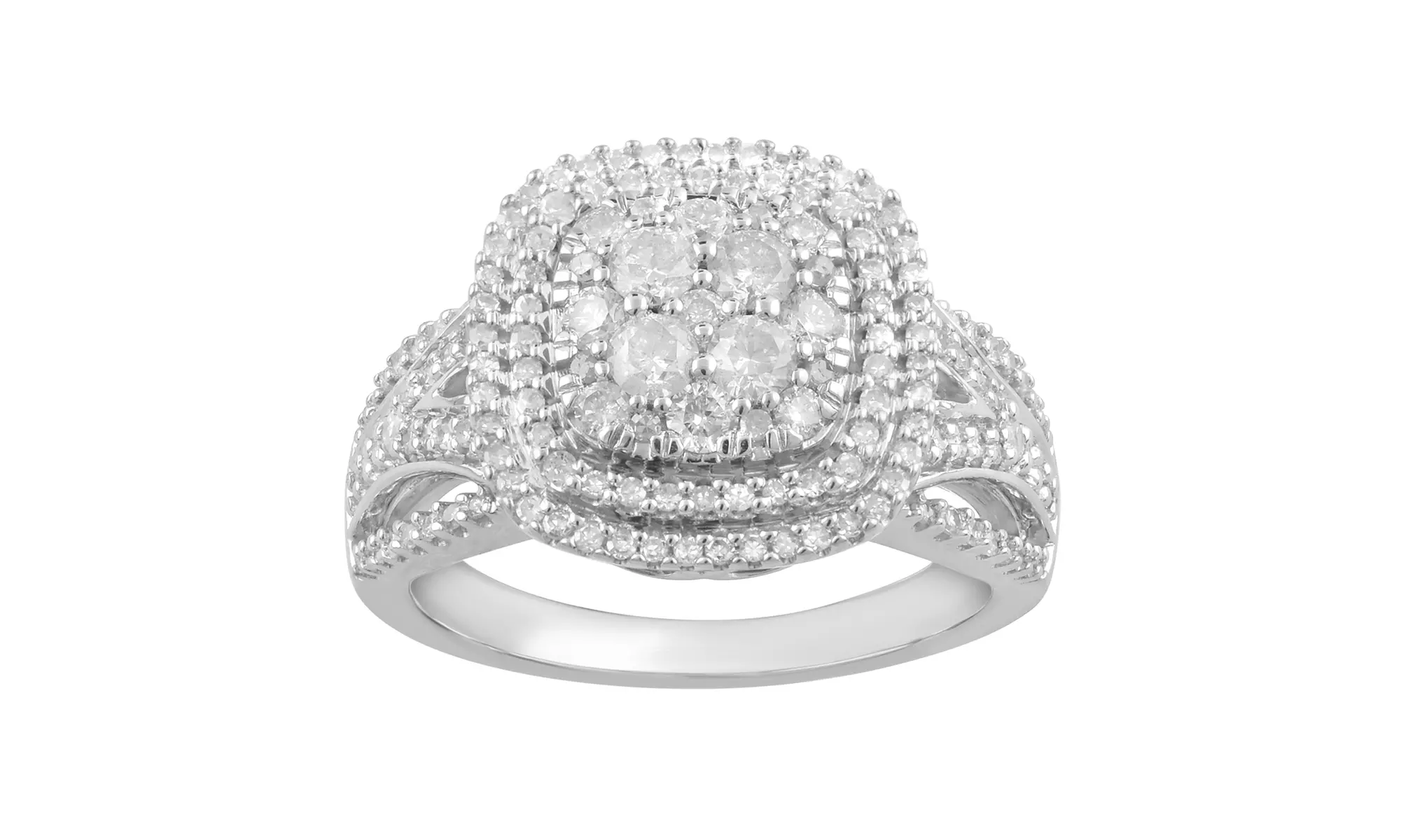 1.0 Cttw. Diamond Cushion Cluster Halo Ring In 10K Gold by Brilliant Diamond