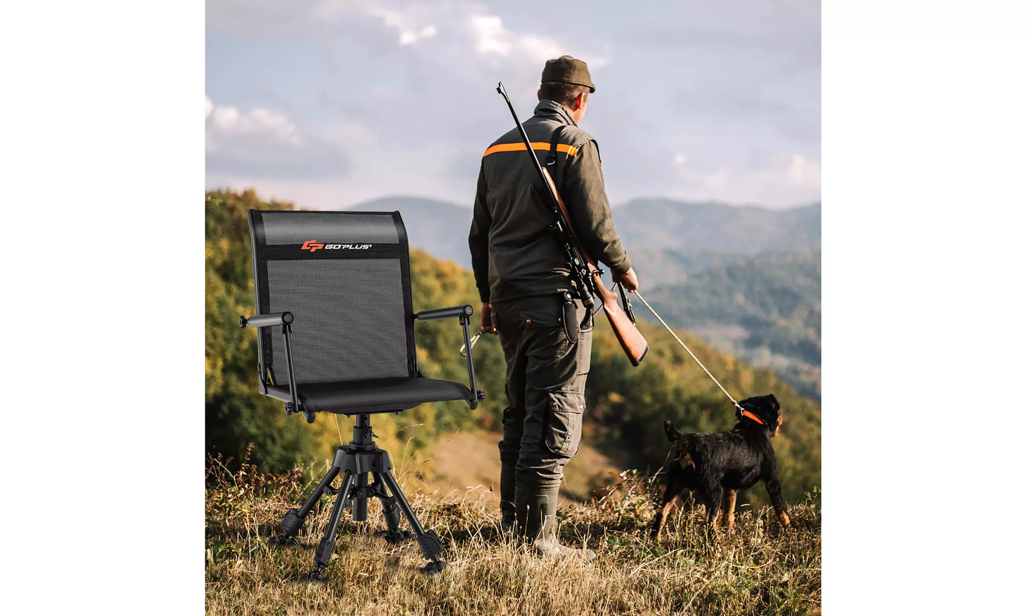 Goplus Swivel Hunting Chair w/4 360 Adjustable Legs Folding Silent Swivel Blind - Primary Image