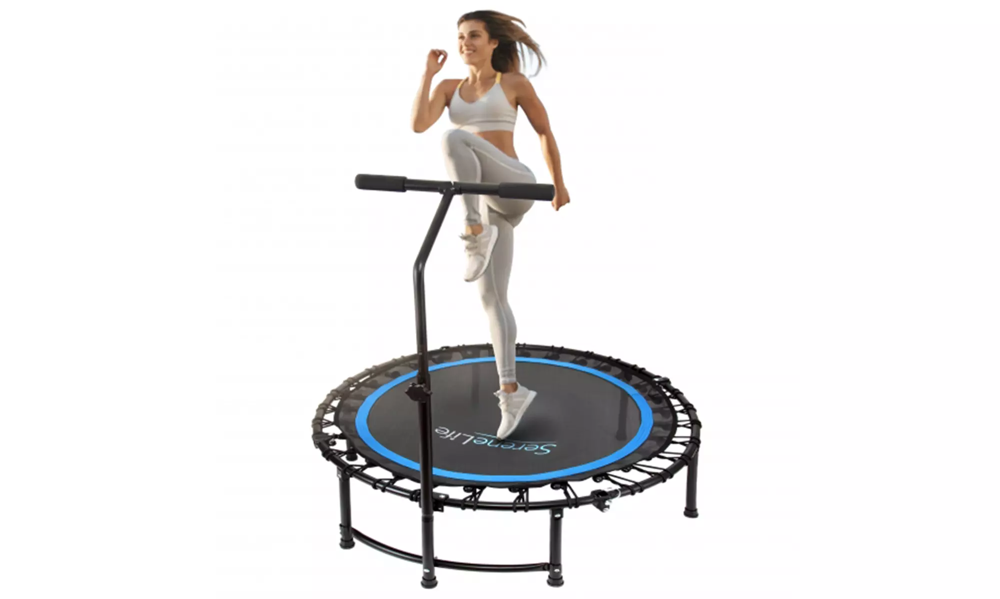 Portable Gym Sports Trampoline with Adjustable Handrail - Primary Image
