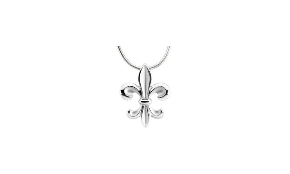 White Gold Plated Fleur-de-lis 18 Necklace