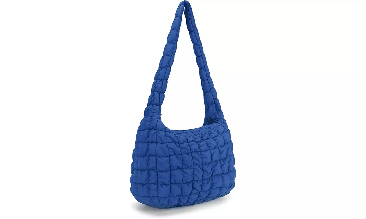 Women's Lightweight Puffy Quilted Tote Bag For Shoulder or Cross Body Wear
