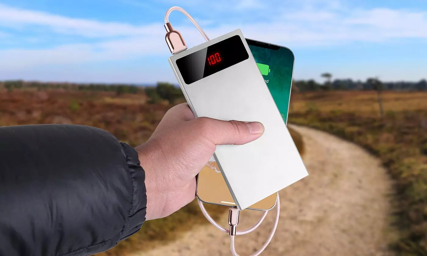 iMounTEK 20,000mAh Ultra-Thin Dual-USB Power Bank w/ Power Display & Flashlight