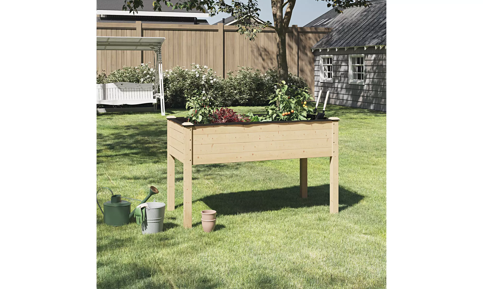 Raised Garden Bed, Wood Planter Box with Liner 48 x 24 x 30 inch - Primary Image
