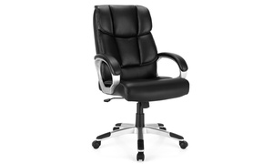 Costway Executive High Back Big & Tall Leather Adjustable Computer Desk Chair