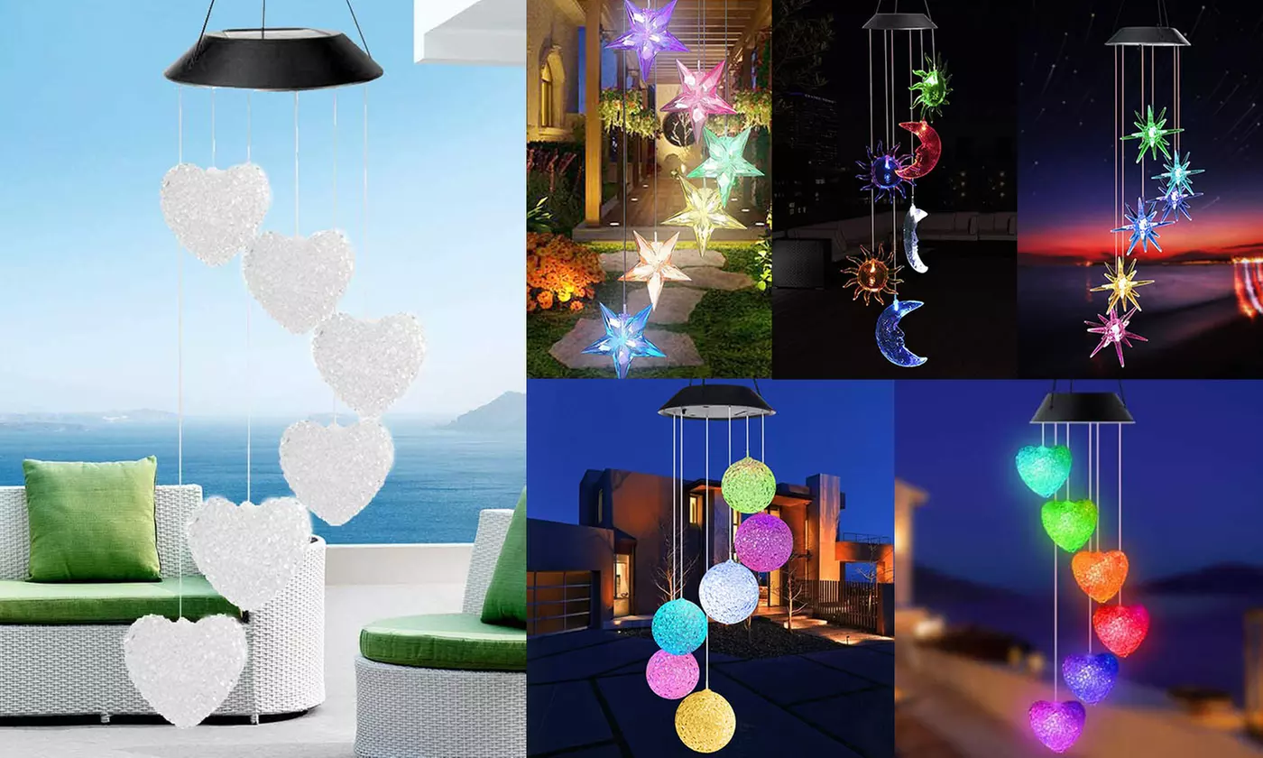 LED Color-Changing Solar Power Wind Chime Night Garden Decoration Spiral Spinner