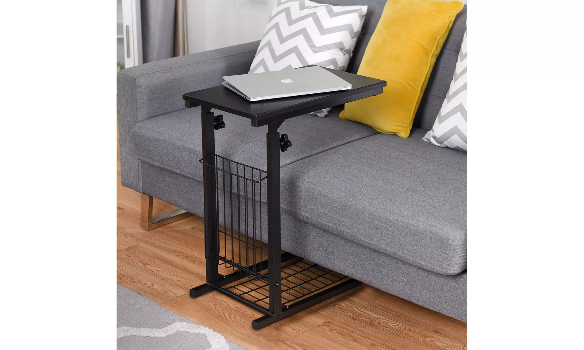 Height Adjustable Sofa Side Table Snack End Slide Under Table Rolling Casters - Primary Image