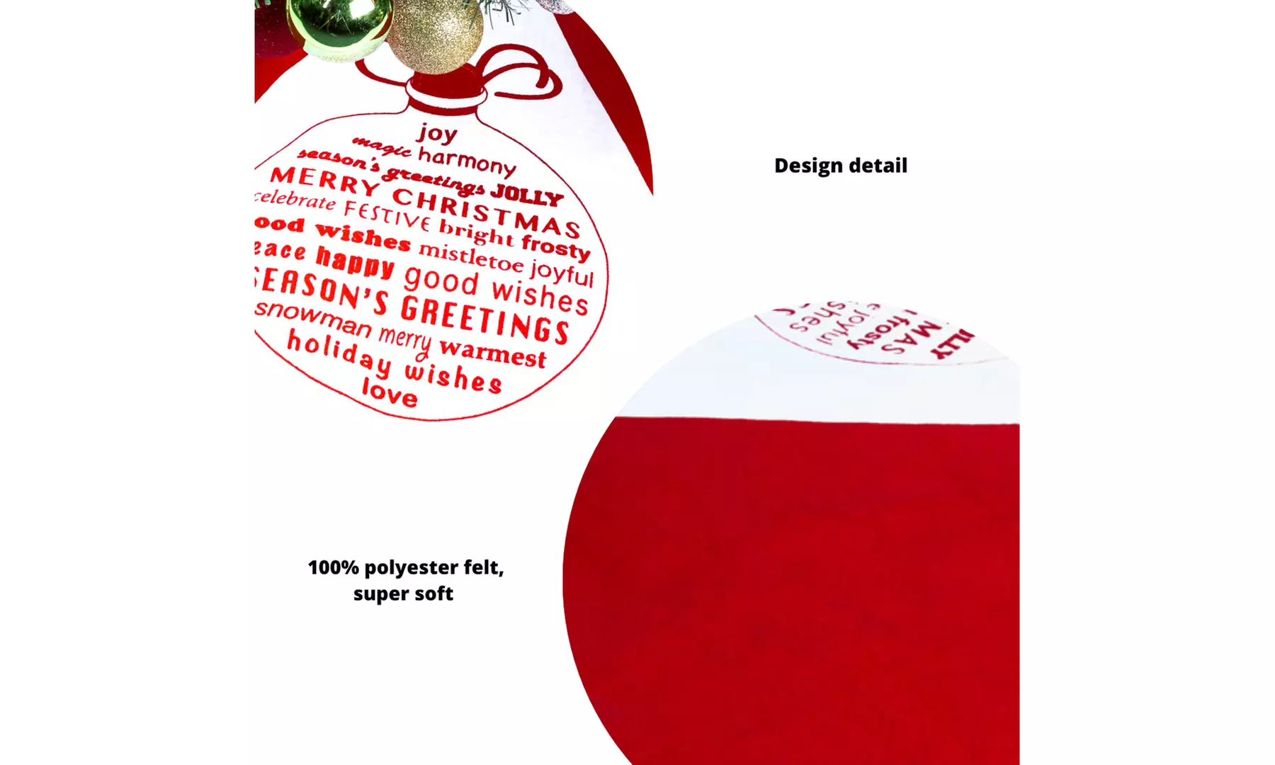 Merry & Bright Holiday Christmas Tree Skirts with Festive Design
