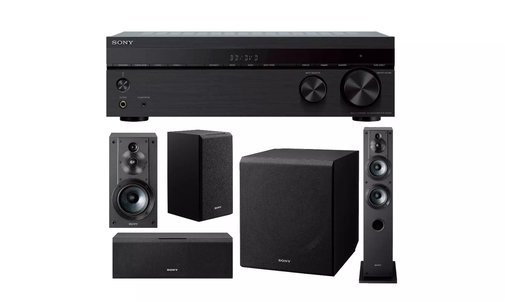 Sony STRDH590 5.2ch Home Theater AV Receiver with Speaker and Subwoofer Bundle - Primary Image