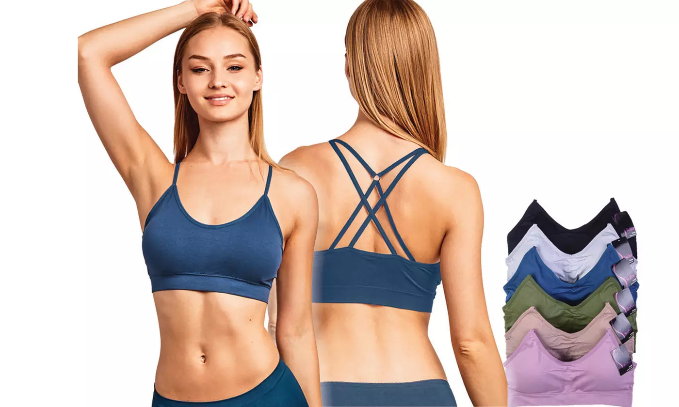 Blanca Women's Seamless Sports Bra Criss Cross Back (6Pack) - Primary Image