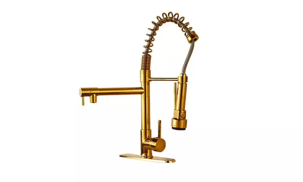 Venezuela Gold Finish Kitchen Sink Faucet with Pull Down Faucet - Primary Image