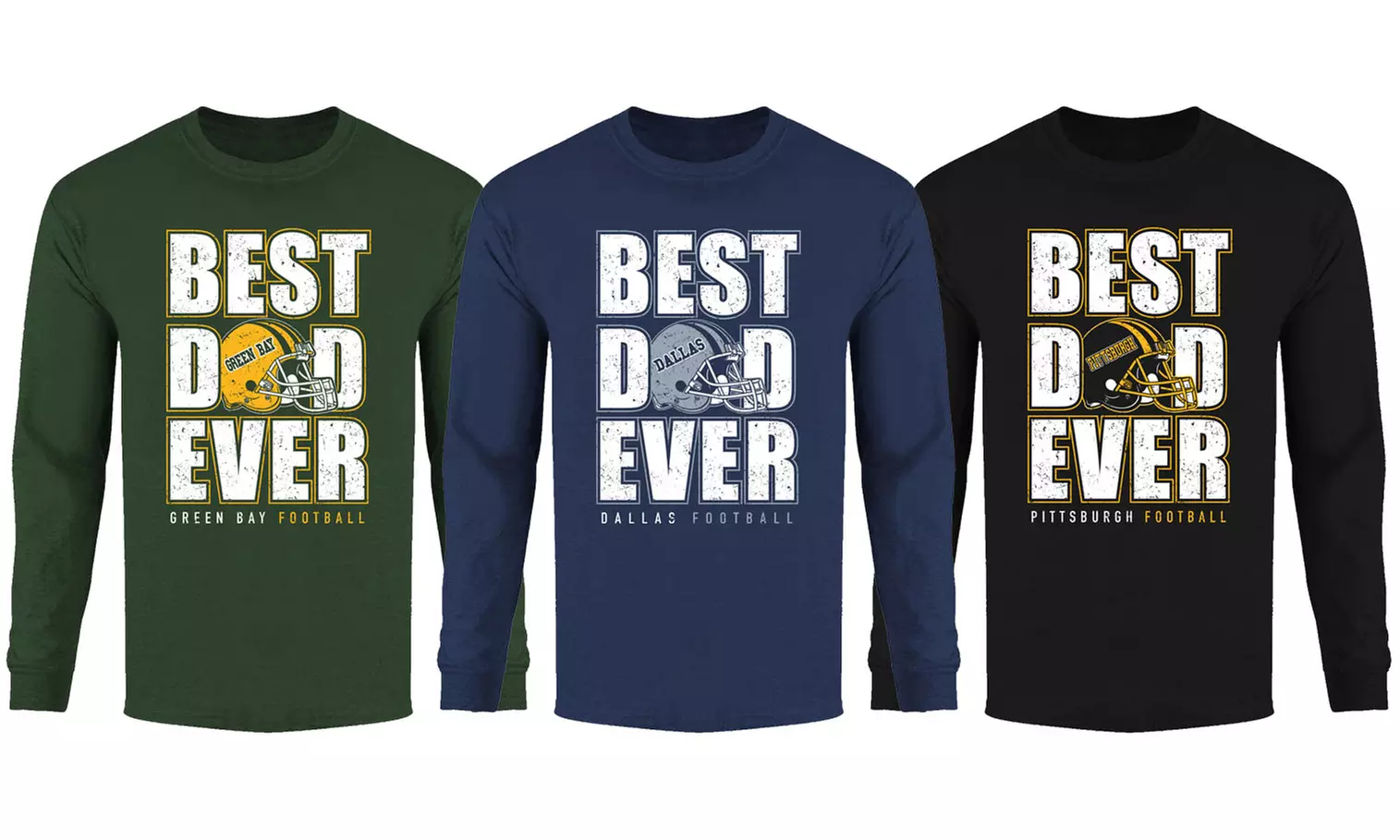 Men Best Football Dad Ever Long Sleeve Shirt (S-2XL)