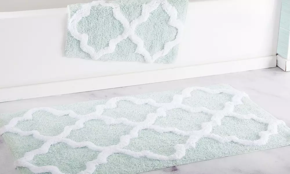 Lavish Home 100% Cotton Trellis Bath Mat Set (2-Piece)
