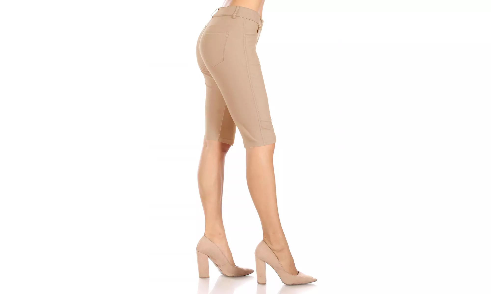 Women's Casual Solid High Waist Slim Fit Bermuda Shorts