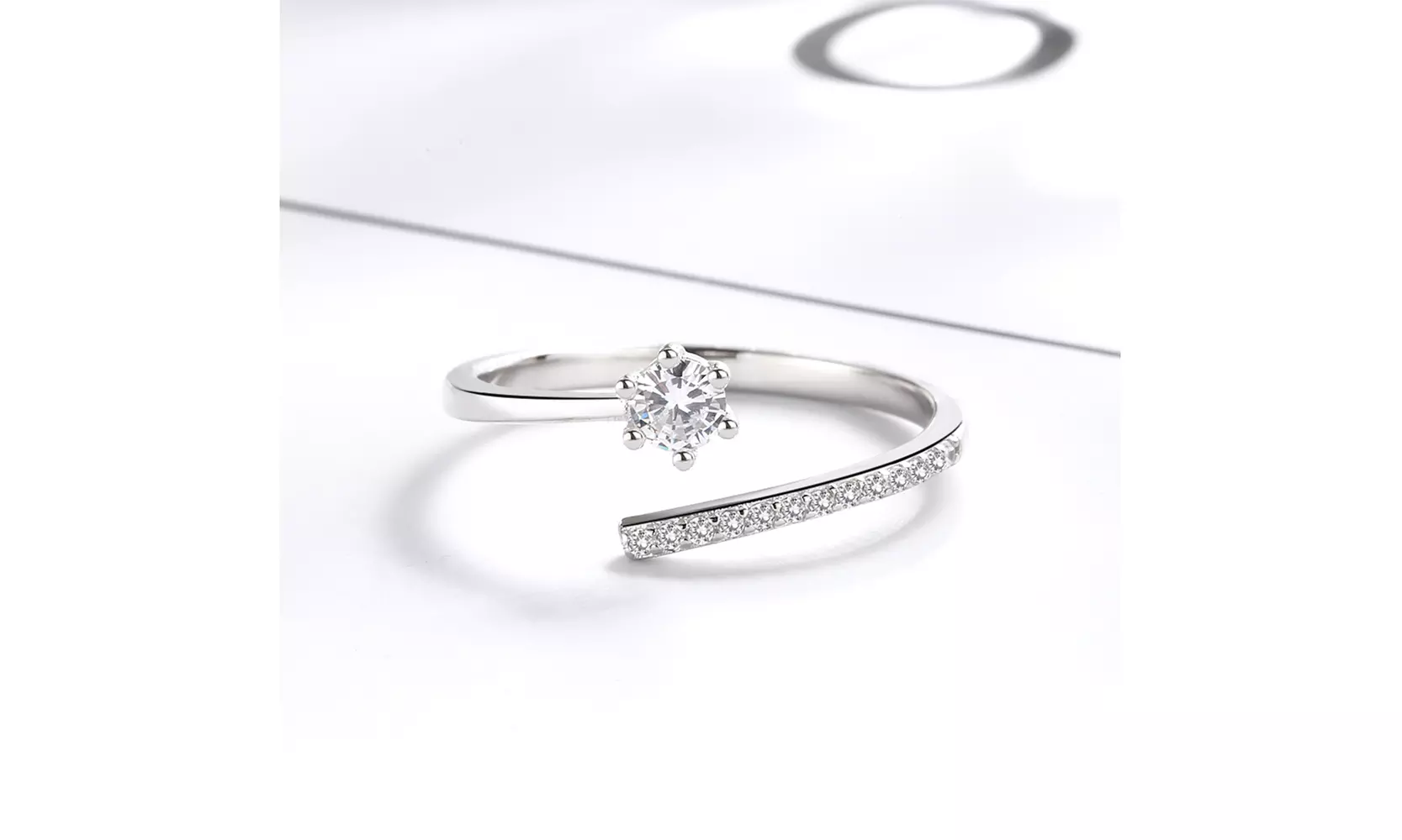 Sterling Silver Overlap Adjustable Ring with crystals from Swarovski