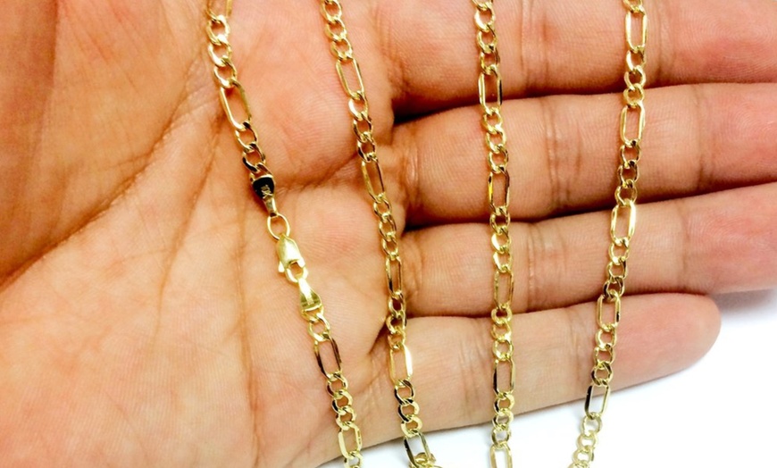 14kt solid gold figaro chain