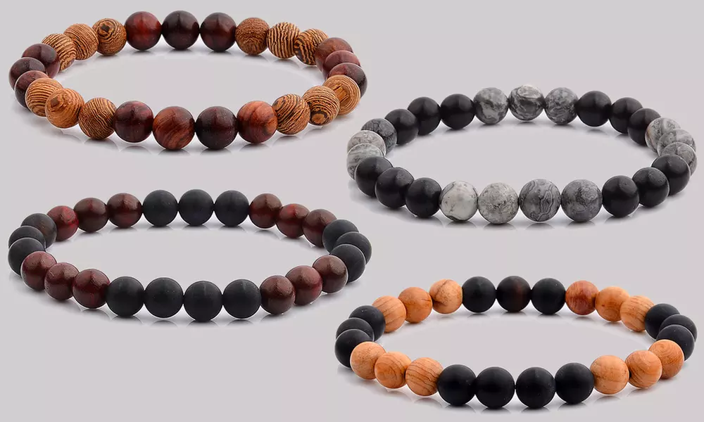 Men's Natural-Wood Bead Bracelets by Crucible
 - Primary Image